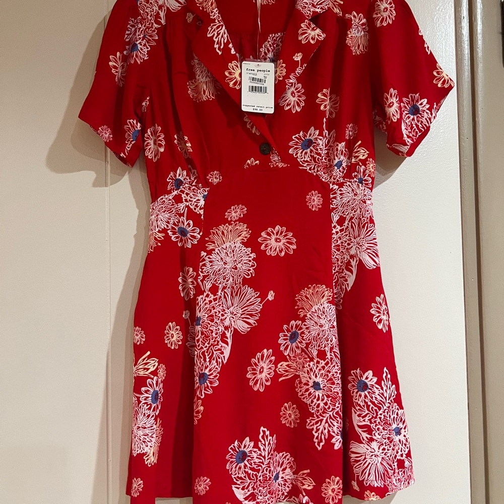 Free People Red Floral Dress